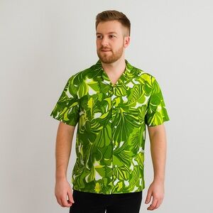 Mr. Turk short sleeve button down in green white - xl